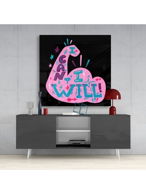 Insigne “ı Can I Will” Cam Tablo - 40X40 cm