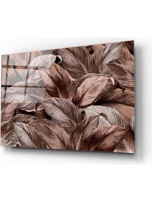 Insigne Tropik Yaprak Cam Tablo - 72X46 cm