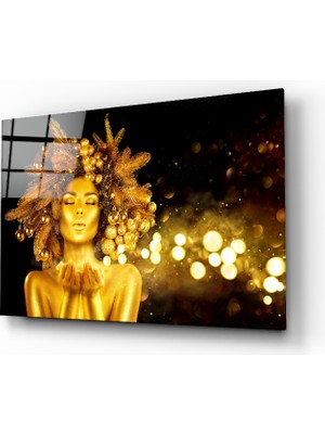 Insigne Altın Kadın Cam Tablo - 72X46 cm