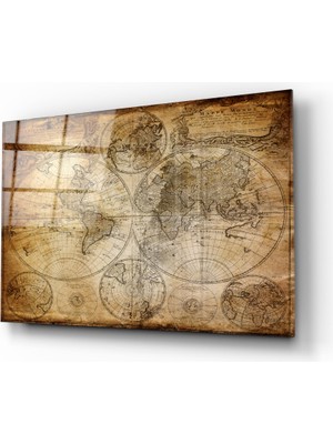 Insigne Dünya Haritası Cam Tablo - 72X46 cm