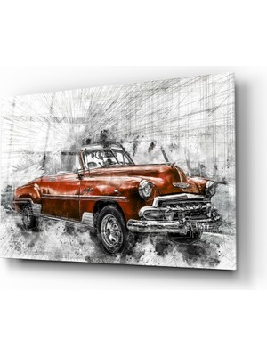 Insigne Kırmızı Chevrolet Cam Tablo - 72X46 cm