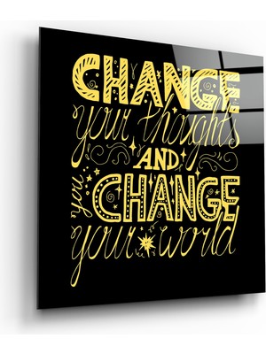 Insigne “change Your World” Cam Tablo - 40X40 cm