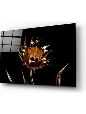 Insigne Altın Çiçek Cam Tablo - 72X46 cm
