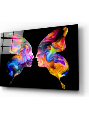 Insigne Kelebek Silüetler Cam Tablo - 72X46 cm