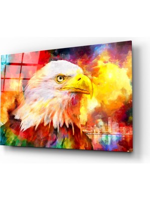 Insigne Renkli Kartal Cam Tablo - 72X46 cm
