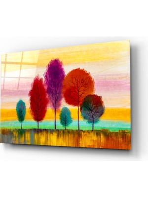 Insigne Renkli Ağaçlar Cam Tablo - 72X46 cm