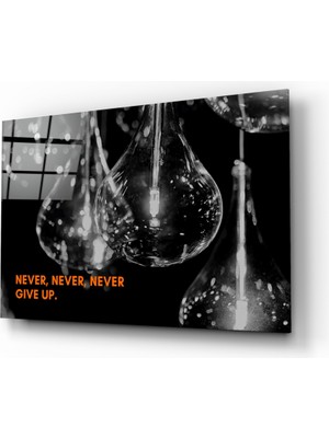 Insigne "never Give Up" Cam Tablo - 72X46 cm