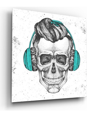 Insigne Kafatası - Her Zaman Müzik Cam Tablo - 40X40 cm