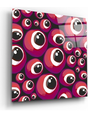 Insigne Kırmızı Nazar Boncukları Cam Tablo - 40X40 cm