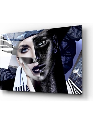 Insigne Soyut Kadın Portre Cam Tablo - 72X46 cm