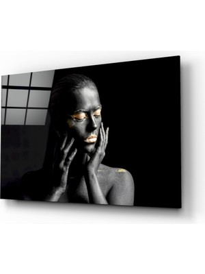 Insigne Altın Kadın Cam Tablo - 72X46 cm