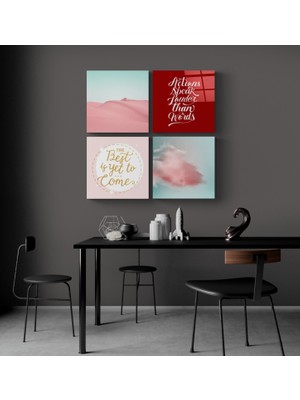 Insigne Pembe Çöl Quadro Cam Tablo - 4 Adet 40X40 cm