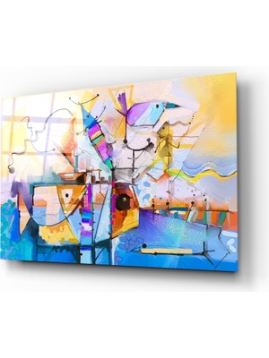 Insigne Soyut Renkler Cam Tablo - 72X46 cm