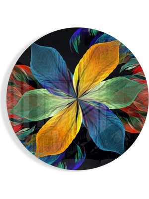 Insigne Renkli Çiçek Cam Tablo - 60X60 cm