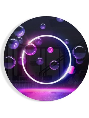 Insigne Neon Daire Cam Tablo - 60X60 cm