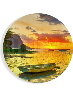 Insigne Yalnız Kayık Cam Tablo - 60X60 cm