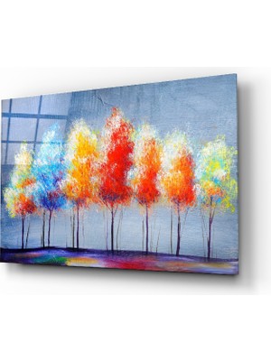 Insigne Çizim Ağaçlar Cam Tablo - 110X70 cm