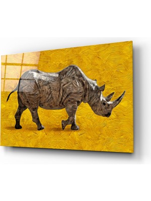 Insigne Gergedan Cam Tablo - 72X46 cm