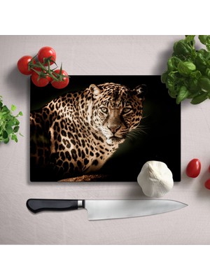 Insigne Leopar Uv Baskılı Cam Kesme Tablası 35X25 cm