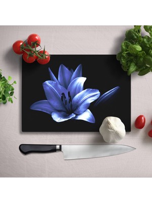 Insigne Mor Çiçek Uv Baskılı Cam Kesme Tablası 35X25 cm