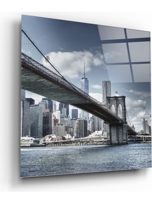 Insigne Brooklyn Köprüsü Cam Tablo - 40X40 cm