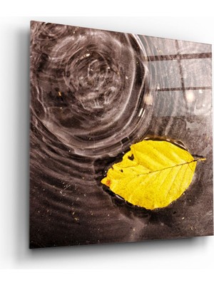 Insigne Sarı Yaprak Cam Tablo - 40X40 cm