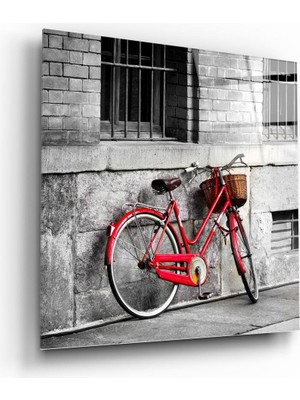 Insigne Kırmızı Bisiklet Cam Tablo - 40X40 cm