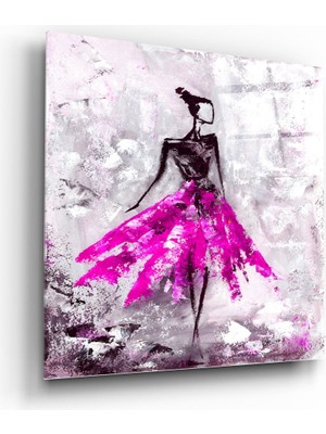 Insigne Kadın (Pembe) Cam Tablo - 40X40 cm