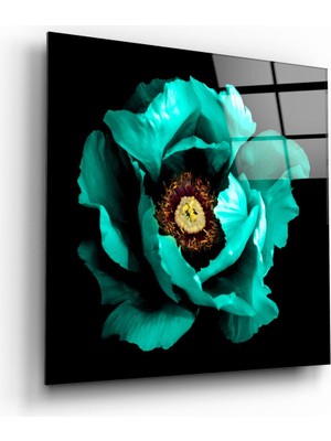 Insigne Floral Yeşil Cam Tablo - 40X40 cm