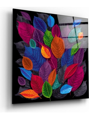 Insigne Renkli Yapraklar Cam Tablo - 40X40 cm