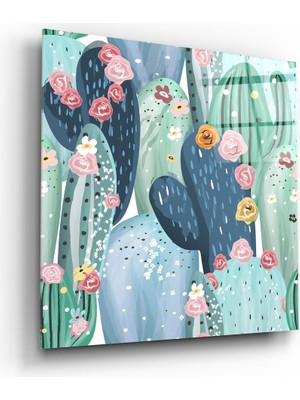 Insigne Kaktüs Cam Tablo - 40X40 cm