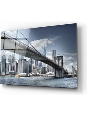 Insigne Brooklyn Köprüsü Cam Tablo - 72X46 cm