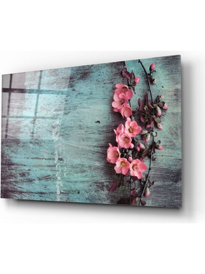 Insigne Pastel Çiçek Cam Tablo - 72X46 cm