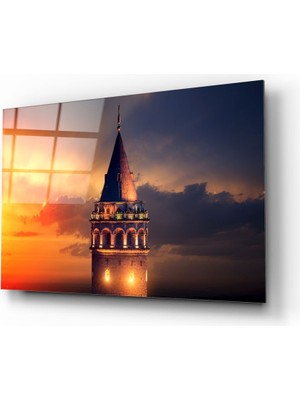 Insigne Galata Kulesi Cam Tablo - 72X46 cm