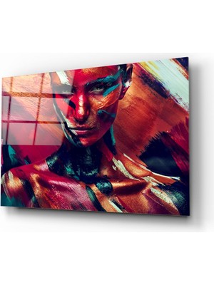 Insigne Kadın Portre 5 Cam Tablo - 72X46 cm