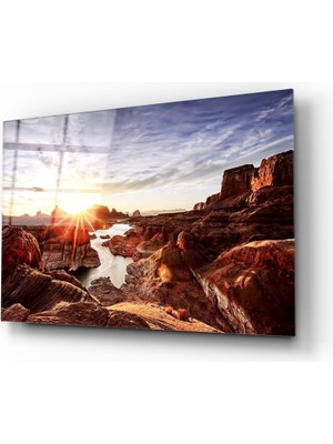 Insigne Kanyon ve Gün Batımı Cam Tablo - 72X46 cm