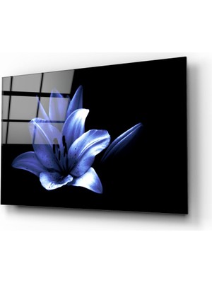 Insigne Mor Çiçek Cam Tablo - 72X46 cm