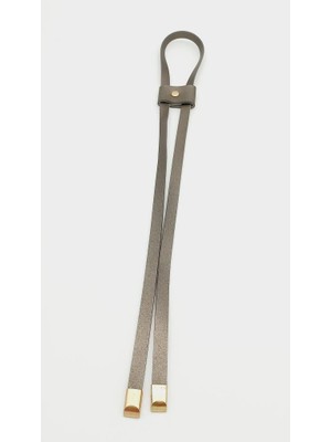 Angel Çanta Aksesuar Parlak Gri Tek Kat Suni Deri Büzgü Light Gold Metalli