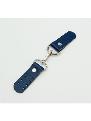 Angel Çanta Aksesuar Gerçek Deri Kancalı Böce (Kilit) Lacivert Gümüş Metalli