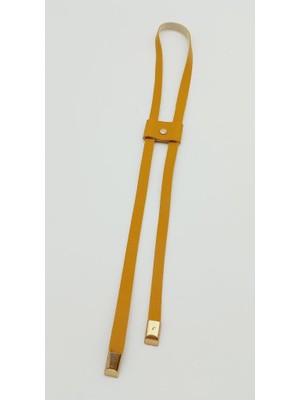 Angel Çanta Aksesuar Hardal Tek Kat Suni Deri Büzgü Light Gold Metalli