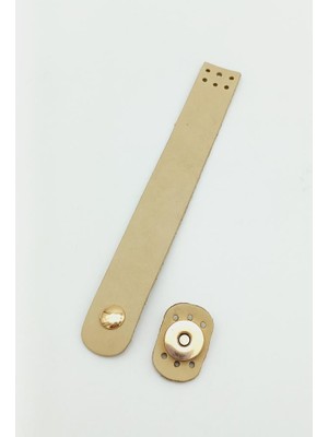 Angel Çanta Aksesuar 18X2,3 cm Ham (Doğal) Renk Gerçek Deri Düz Çanta Kapağı Light Gold Metalli