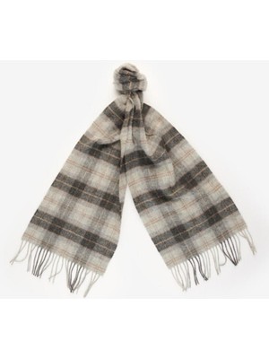 Barbour Unisex Tartan Yün Atkı (%100 Lambswool) TN86 Greystone