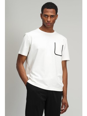 Lufian Marni Modern Grafik T-Shirt Kırık Beyaz