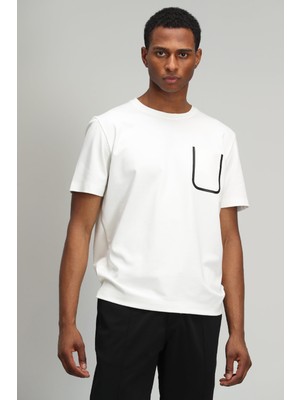 Lufian Marni Modern Grafik T-Shirt Kırık Beyaz