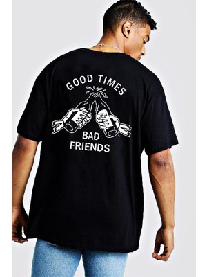 Nrage God Times Bad Friends Oversize Tişört