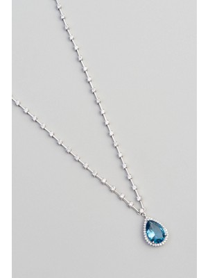 So CHIC Okyanus Damlası 18 Ayar Beyaz Altın Kaplama 42 cm Gümüş Gerdanlık