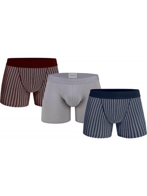 DOREANSE 1867 ERKEK 3 LÜ MODAL LACİ-BORDO-GRİ BOXER