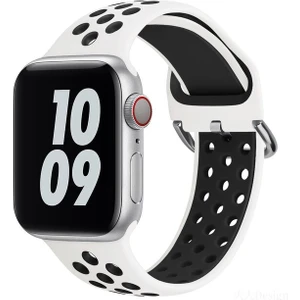 Cool Cold Apple Watch 7-6-Se-5-4-3-2 Seri (42/44/45) mm Uyumlu Ipeksi Yumuşak Spor Delikli Silikon Kordon