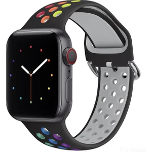 Apple Watch 7-6-Se-5-4-3-2 Seri (42/44/45) mm Uyumlu Yumuşak Çelik Tokalı Delikli Silikon Kordon