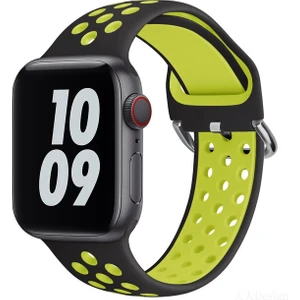 Apple Watch 7-6-Se-5-4-3-2 Seri (42/44/45) mm Uyumlu Yumuşak Çelik Tokalı Delikli Silikon Kordon